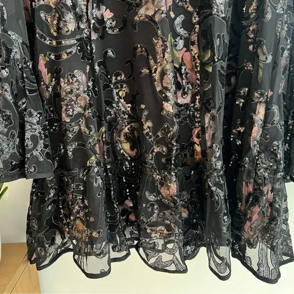 Free People Boho Black Sheer Sequin Tunic Dress - Picture 8 of 13